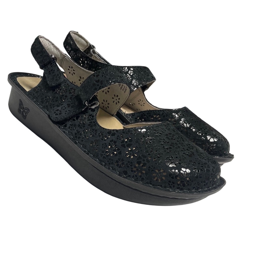 Alegria Jemma Black Sparkle Night Poppy Mary Jane Shoes Women's 9.5